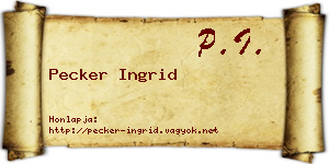 Pecker Ingrid névjegykártya